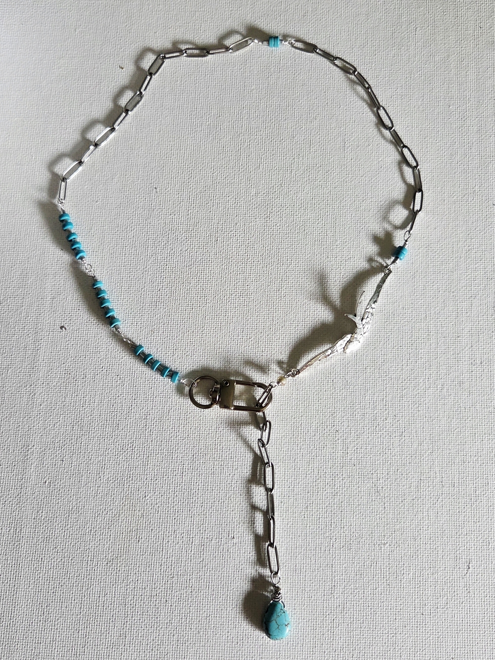 Unisex Soaring Bird Turquoise Necklace